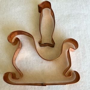 Large Sleigh and Penguin Copper Cookie Cutters